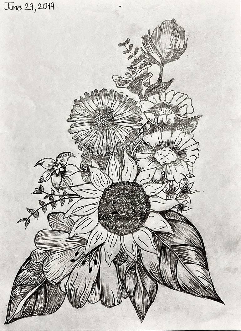 flowers drawings in pencil