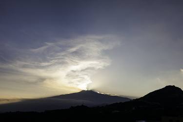 Steam rising, Mount Etna from Taormina, Sicily. thumb