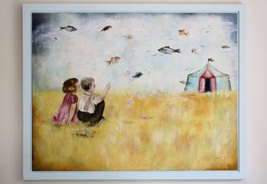 Flaying Fishes - Framed painting thumb