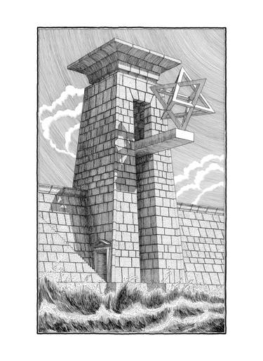 Original Symbolism Seascape Drawings by Angelo Gueli