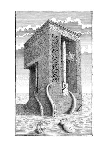 Original Surrealism Seascape Drawings by Angelo Gueli