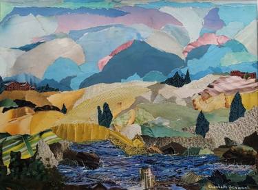 Original Impressionism Landscape Collage by Elizabeth Bessant