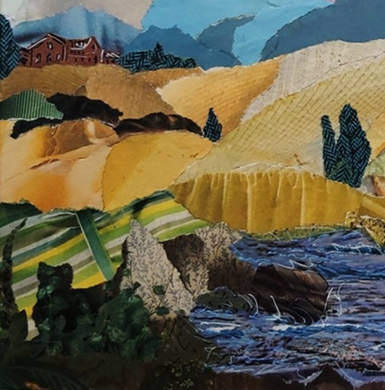 Original Impressionism Landscape Collage by Elizabeth Bessant