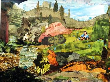 Original Landscape Collage by Elizabeth Bessant