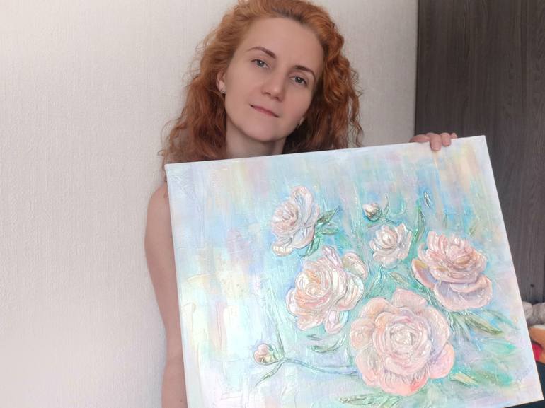 Original Art Deco Floral Painting by Elena Averina