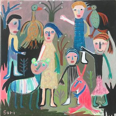 Original Expressionism People Paintings by sari noy azaria