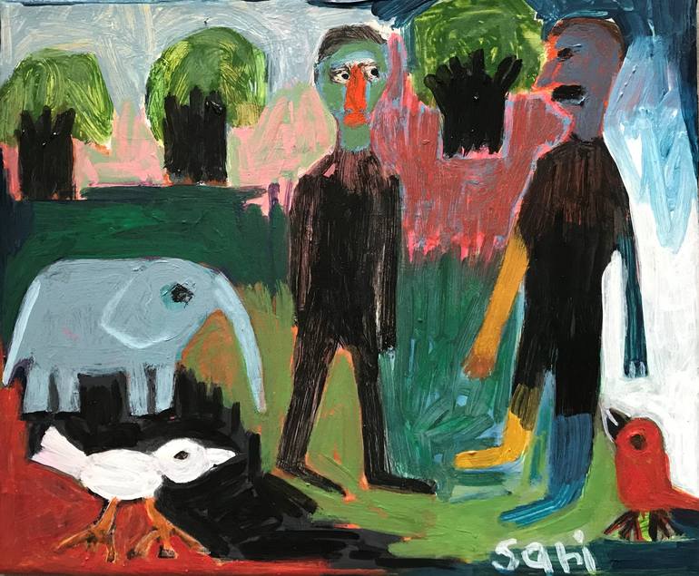 Original Abstract Expressionism People Paintings by Sari Noy Azaria