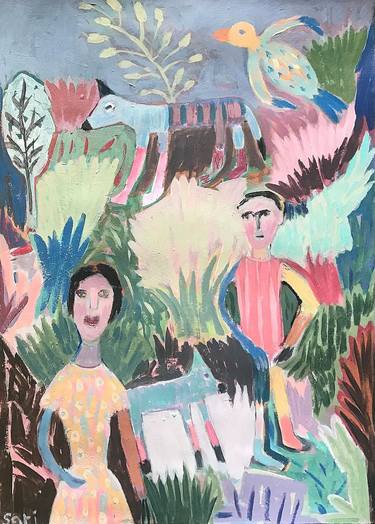 Original Expressionism People Paintings by Sari Noy Azaria