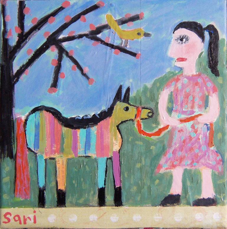 SOLD Girl & Horse Painting by sari noy azaria Saatchi Art