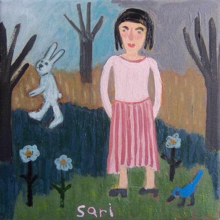 #1317 Girl & Bunny Painting by sari noy azaria | Saatchi Art