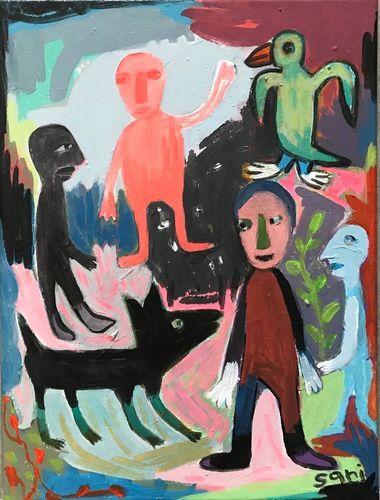 Print of Abstract Expressionism People Paintings by Sari Noy Azaria