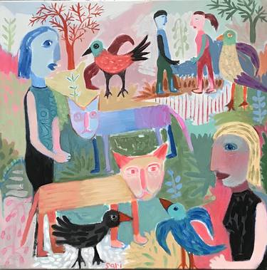Print of Figurative Cats Paintings by sari noy azaria