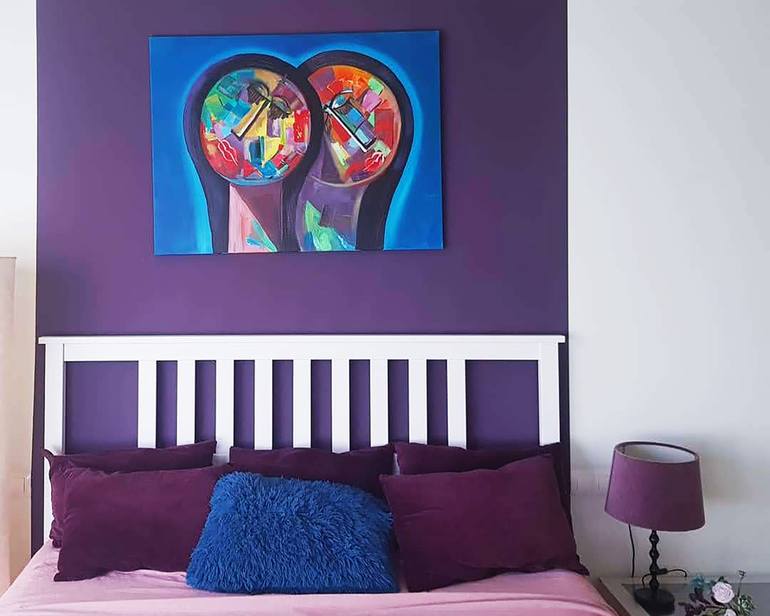 Original Abstract Expressionism Love Painting by Marina Lerner