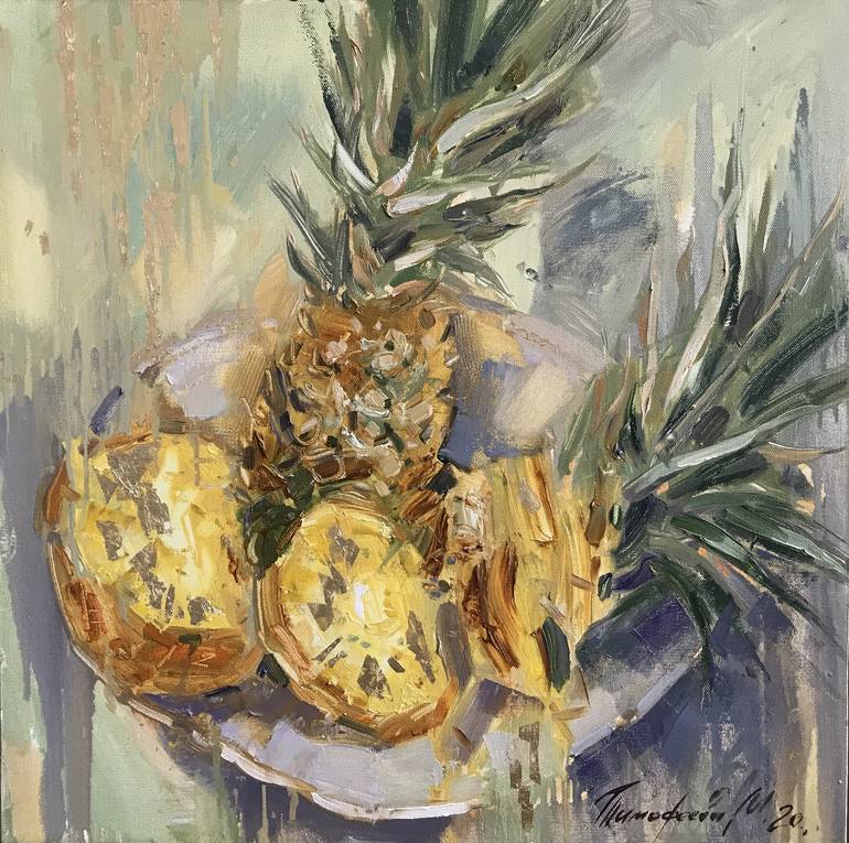 Golden pineapple Painting by Maria Timofeeff | Saatchi Art