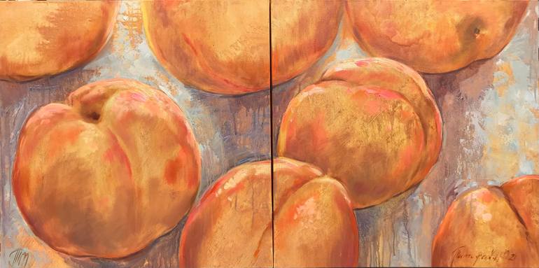 Peaches & Peaches Painting by Maria Timofeeff | Saatchi Art
