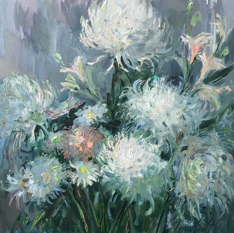 Sensual asters Painting by Maria Timofeeff | Saatchi Art