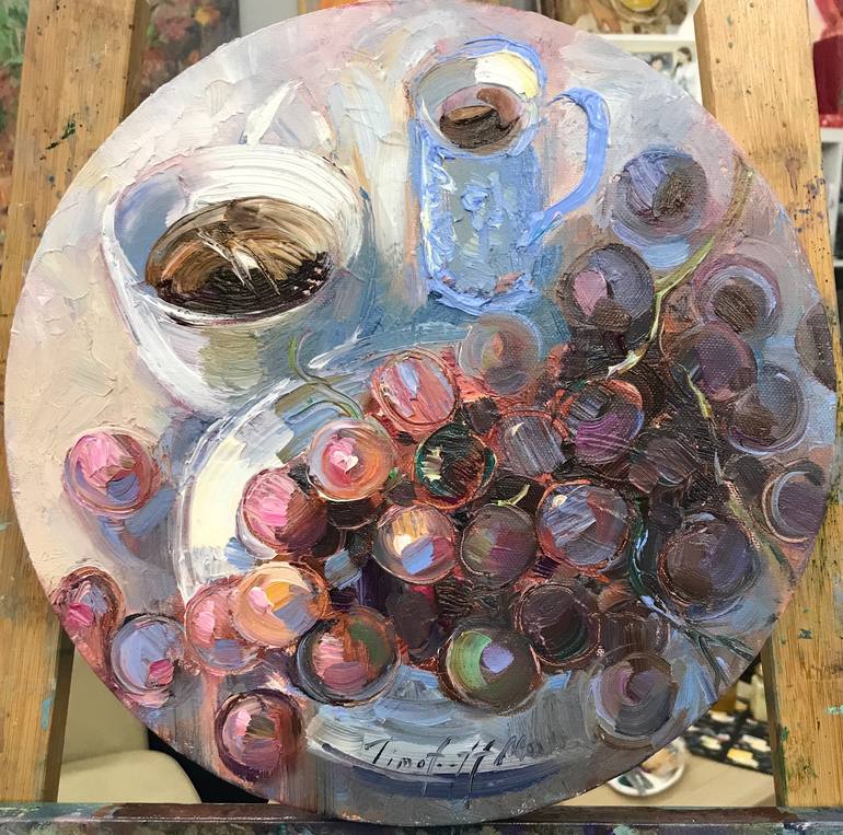 Coffee & grapes Painting by Maria Timofeeff | Saatchi Art