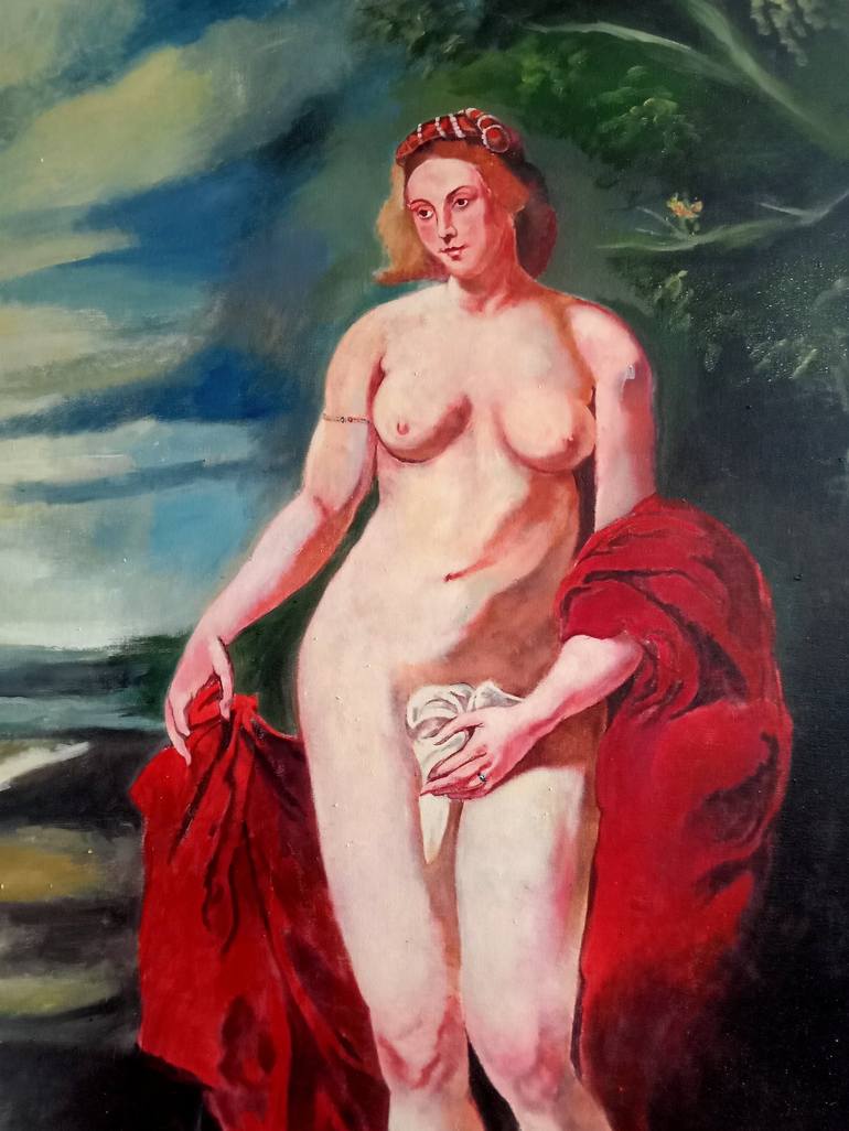Original Fine Art Nude Painting by Supratim Ghosh