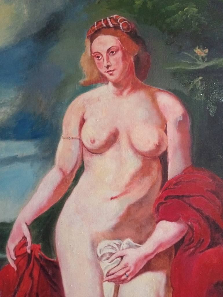 Original Fine Art Nude Painting by Supratim Ghosh