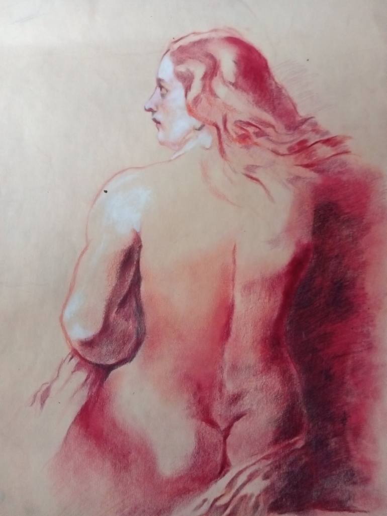 Original Fine Art Nude Drawing by Supratim Ghosh