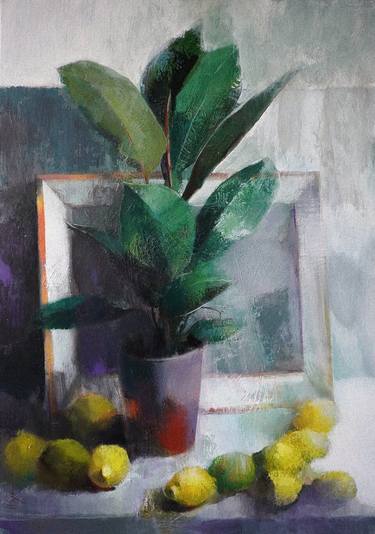 Still life with lemons and ficus thumb