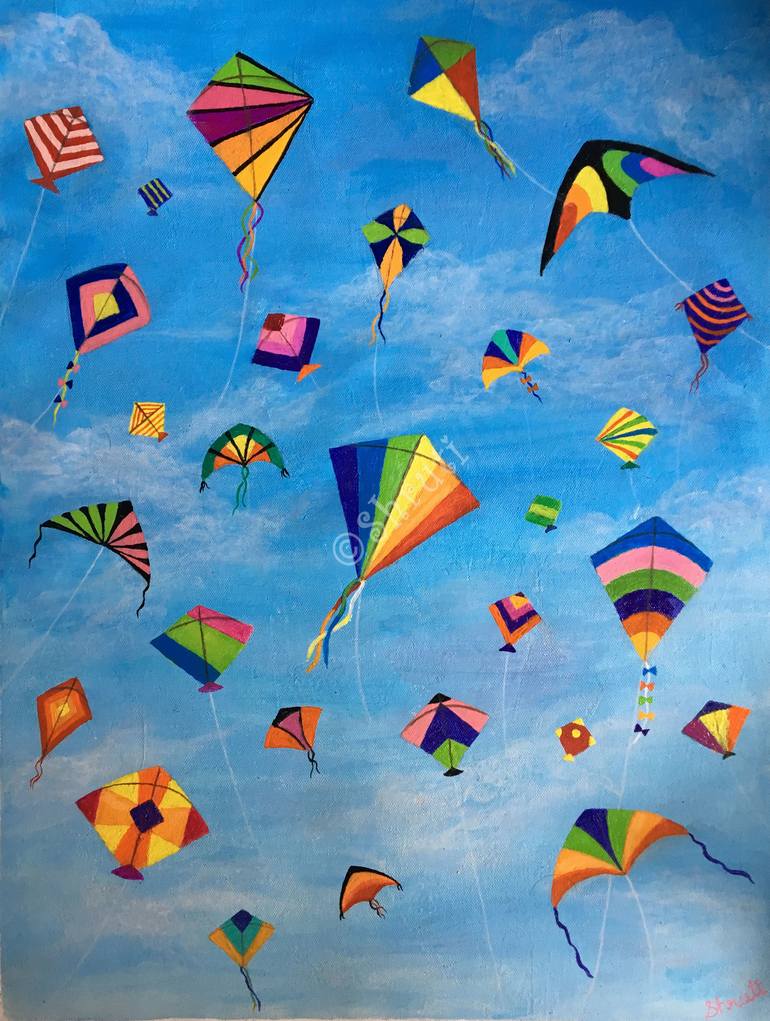 Flying kites Painting by Shruti Jain Saatchi Art