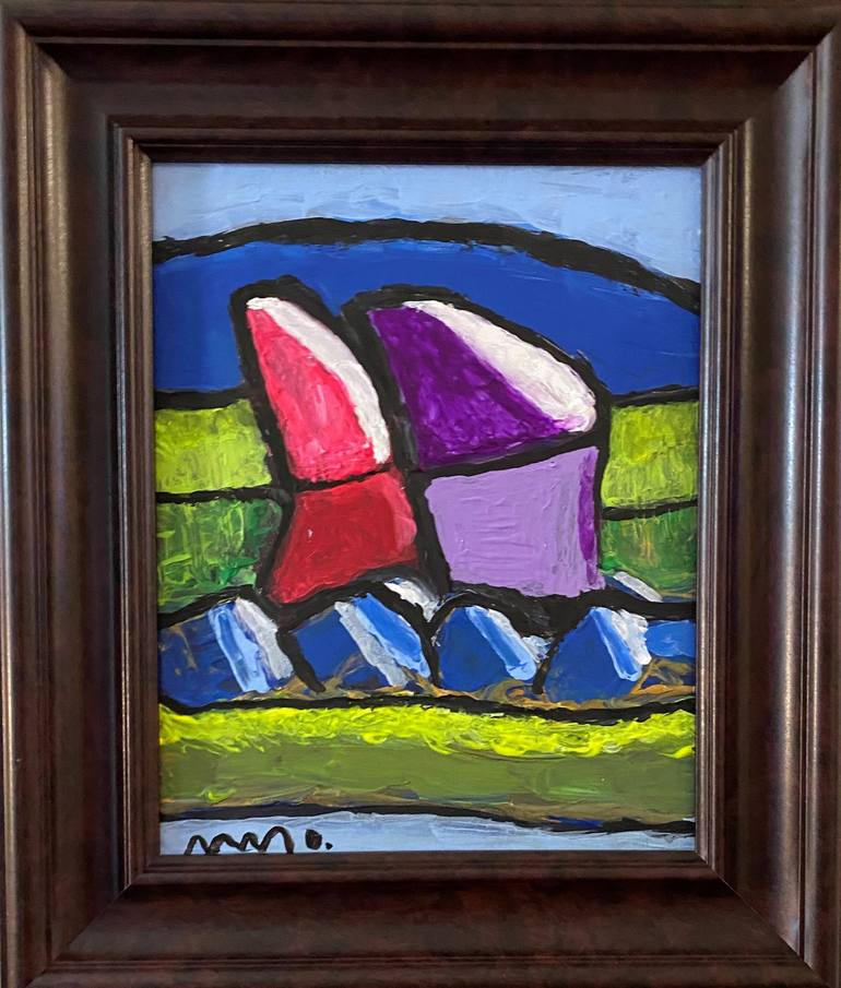 Rivers and Mountains and Hills Abstract in Acrylics by Herb Vera (2021) -  Now Framed at no Additional Cost! Painting by Herb Vera