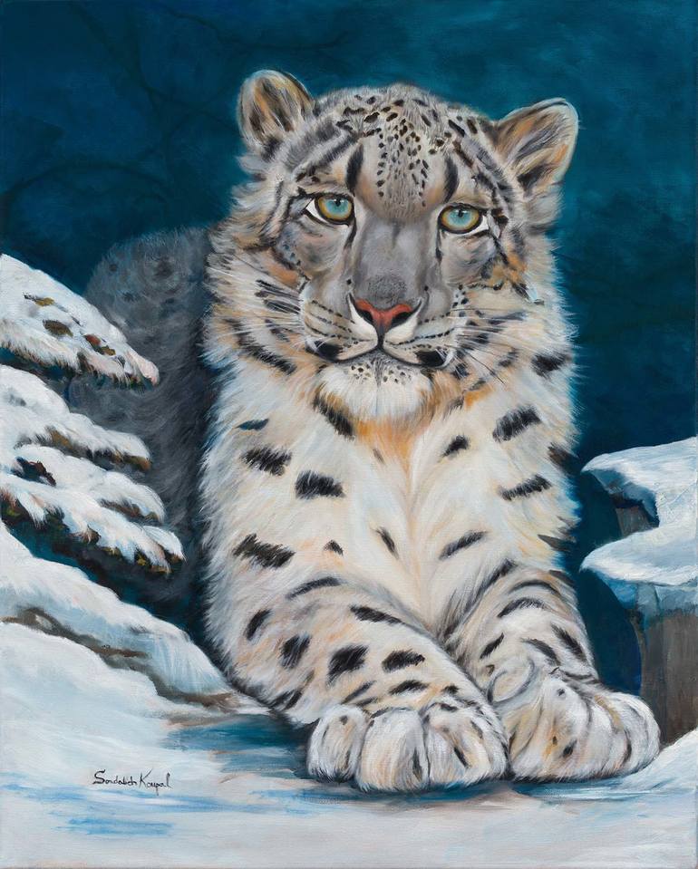 Snow Leopard Painting by Sudy Koupal | Saatchi Art