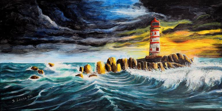 Original Seascape Painting by Sergio Lanna | Figurative Art on Wood | La via sicura (The safe way)