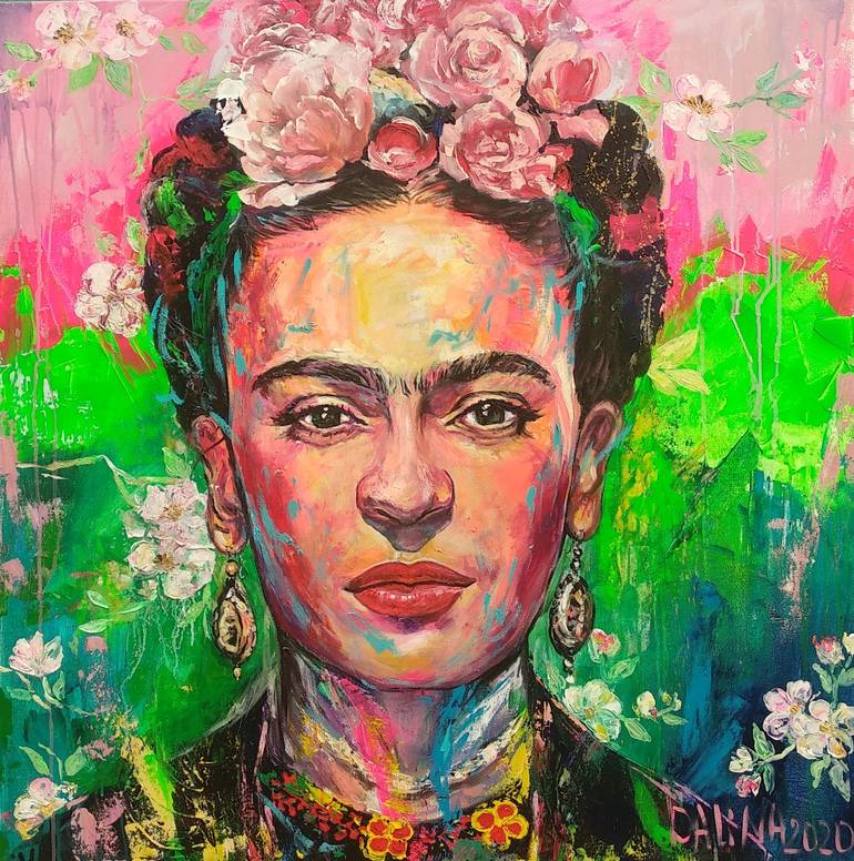 Frida Kahlo acrylic portrait Mexican style art Frida Kahlo modern ...