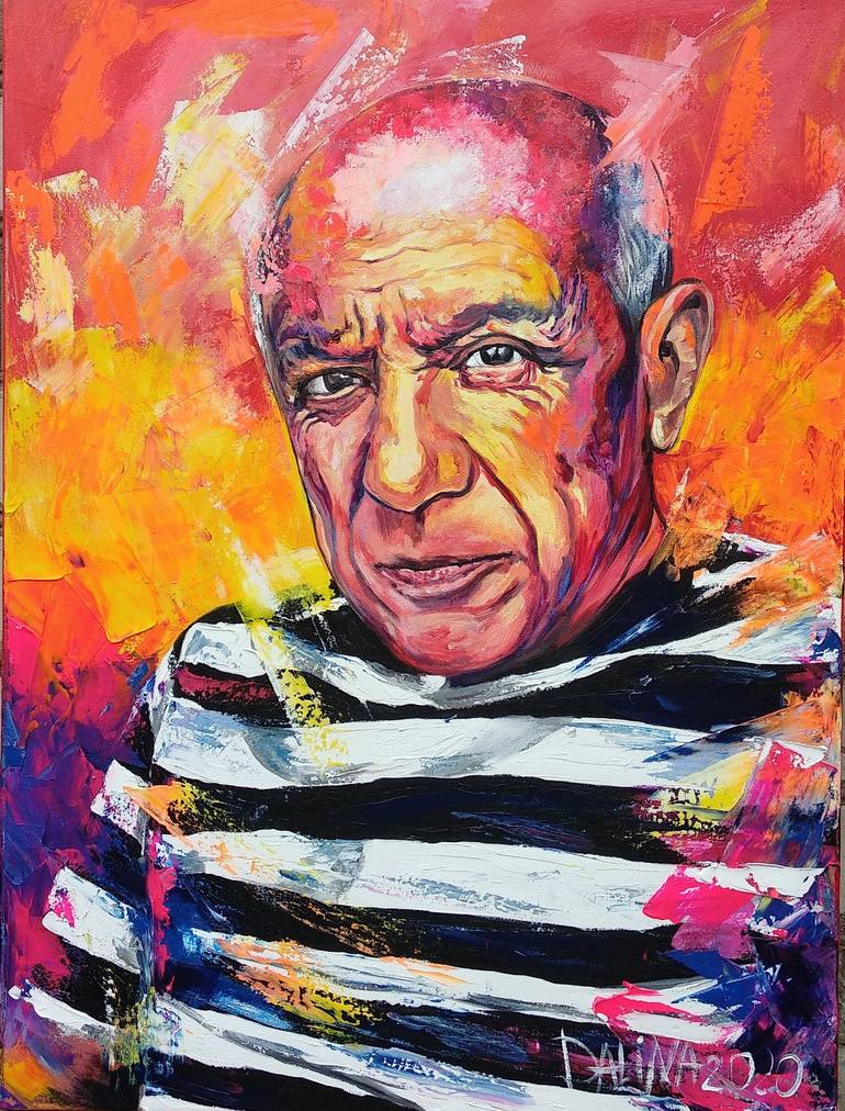 Pablo Picasso Portrait Pablo Picasso Handmade Acrylic Painting Picasso Pop Art Portrait For Modern Interior Pablo Picasso Acrylic Art Pop Art Portrait Painting By Alina Dalinina | Saatchi Art
