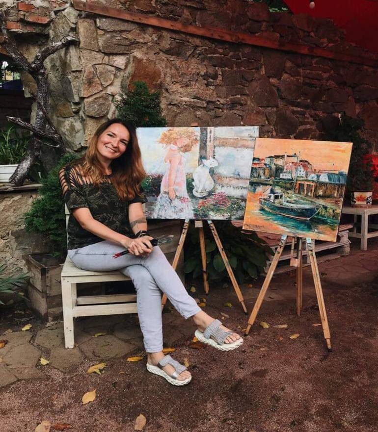 Original Expressionism Boat Painting by Alina Dalinina