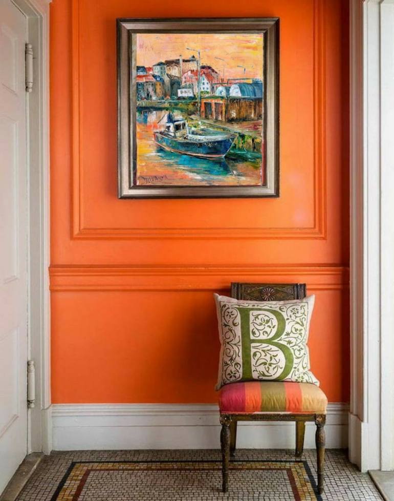 Original Expressionism Boat Painting by Alina Dalinina
