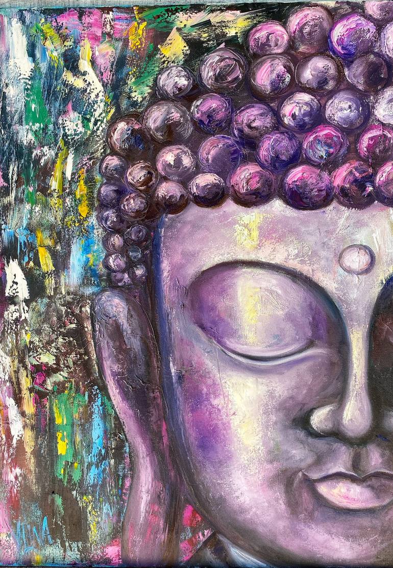 Buddha oil art Spiritual wall art Spiritual Buddha on canvas Zen painting  Colorful Buddha canvas Buddha mediating on canvas Yoga art decor Painting  by Alina Dalinina