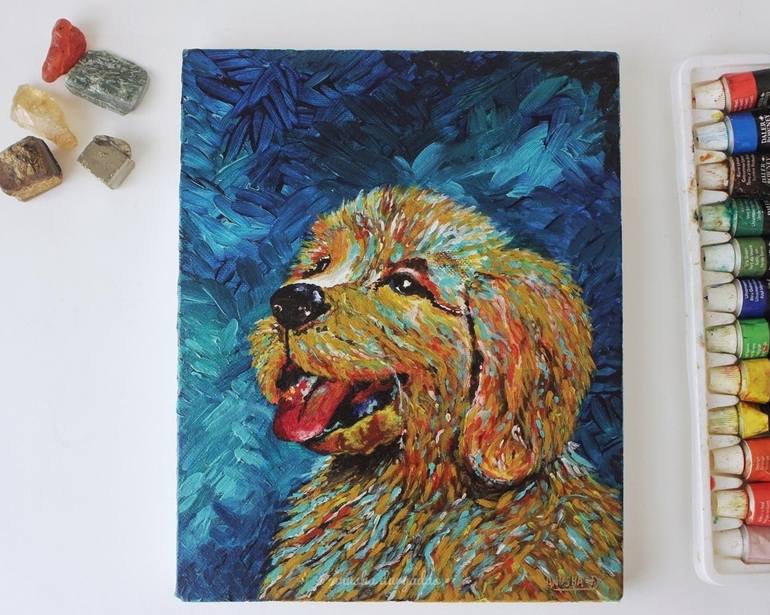 Original Fine Art Dogs Painting by Anusha Durgadas