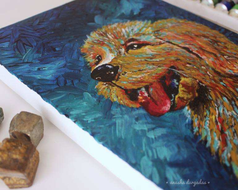 Original Fine Art Dogs Painting by Anusha Durgadas