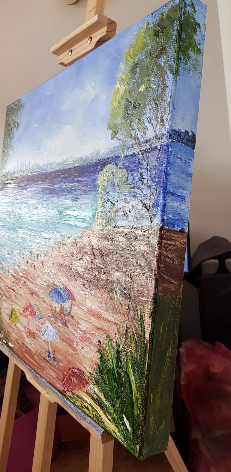 Original Impressionism Beach Painting by Carmen Iglesias