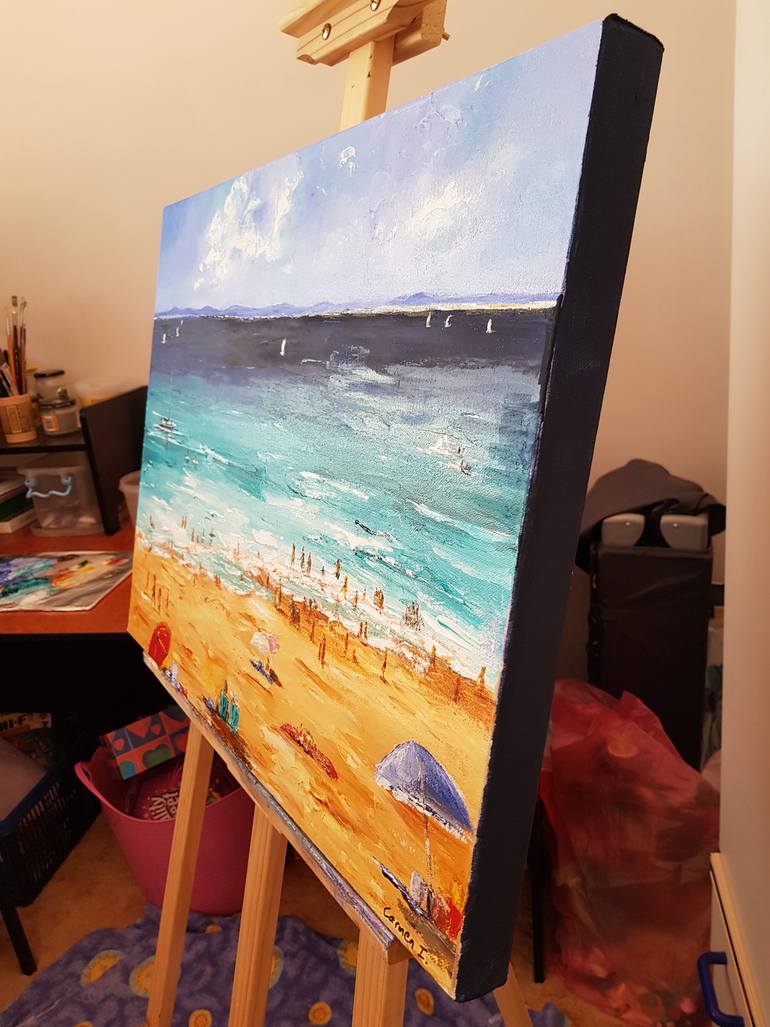 Original Impressionism Beach Painting by Carmen Iglesias