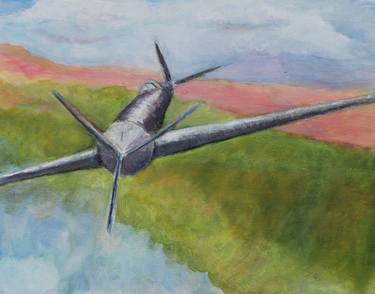 Original Illustration Aeroplane Paintings by Elizabeth Kenney