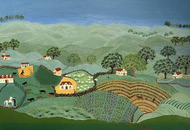 Original Folk Rural Life Painting by Sabina Puppo