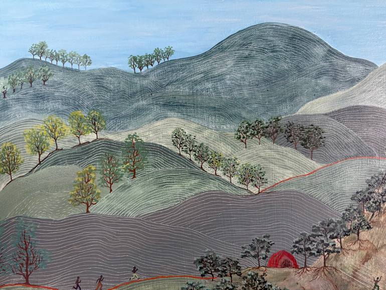 Original Folk Landscape Painting by Sabina Puppo