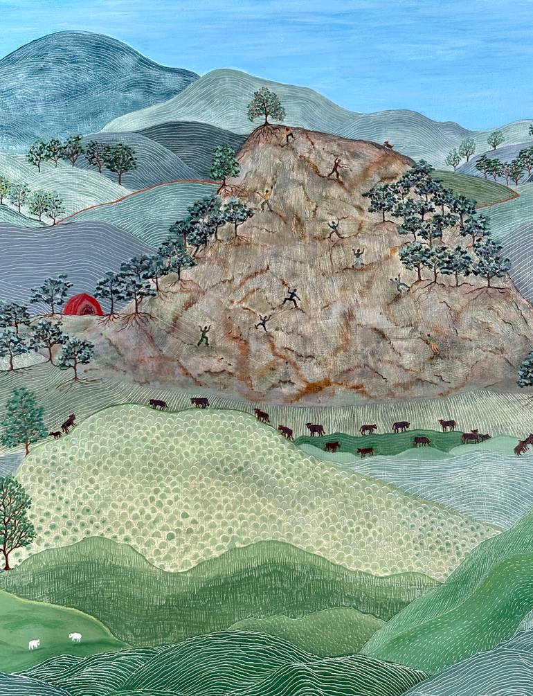 Original Folk Landscape Painting by Sabina Puppo