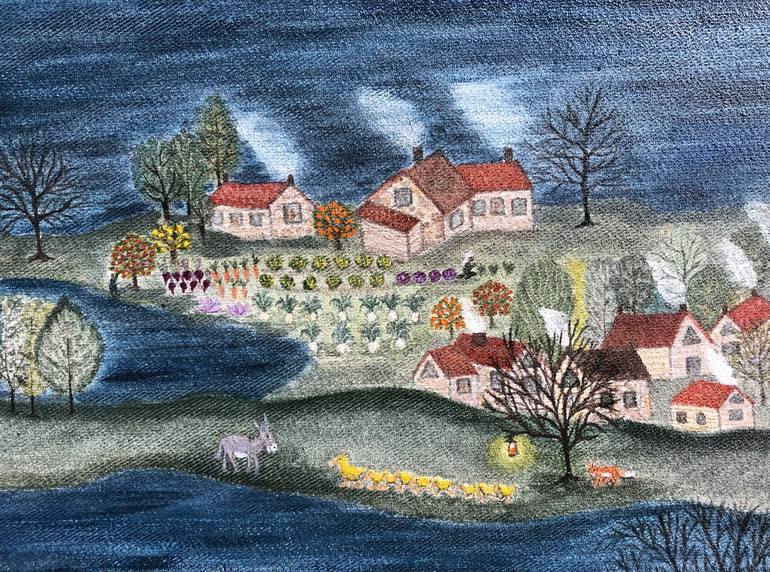 Original Folk Landscape Painting by Sabina Puppo