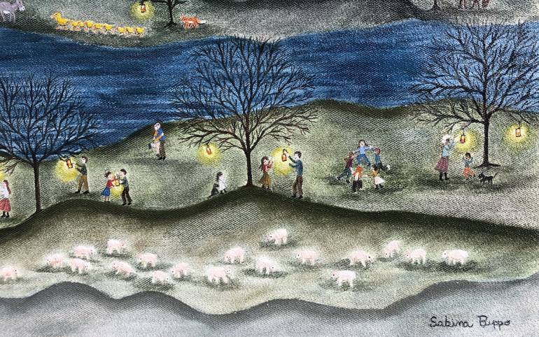Original Folk Landscape Painting by Sabina Puppo