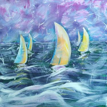 Original Expressionism Yacht Paintings by Stasy Vo
