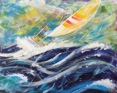 YACHT driven by Sea Winds Colorful Seascape thumb