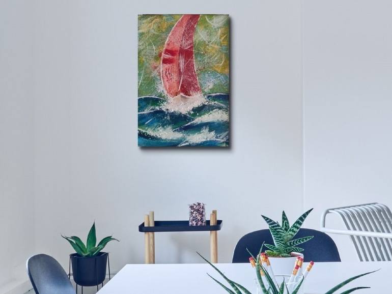 Original Expressionism Yacht Painting by Stasy Vo