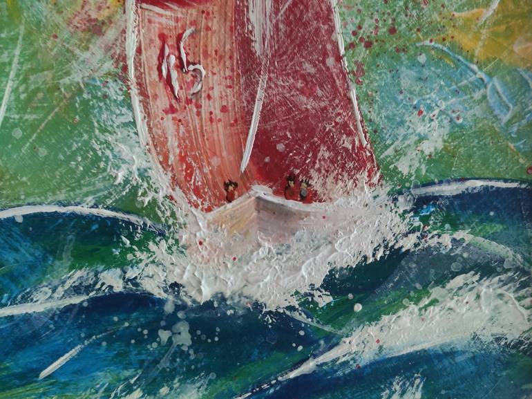 Original Expressionism Yacht Painting by Stasy Vo