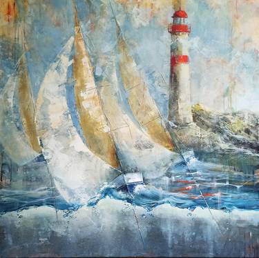 Original Contemporary Boat Paintings by Daiva Rožukienė