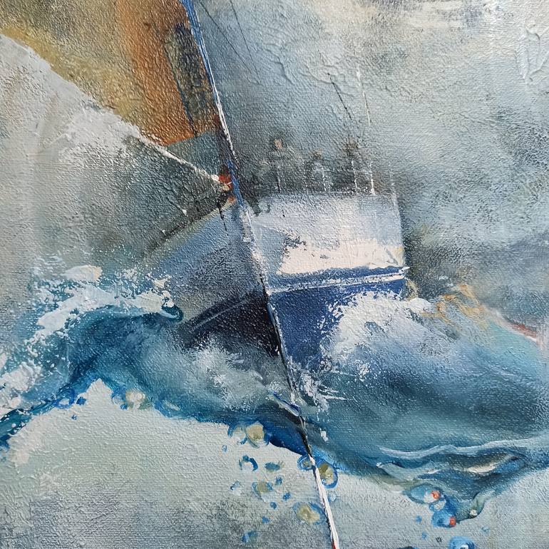 Original Contemporary Boat Painting by Daiva Rozukiene